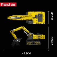 Mould King 15061 Mechanical Digger Yellow inkl. RC/Fernsteuerung