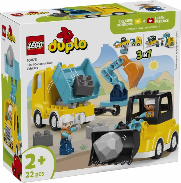 DUPLO® 10475 Baufahrzeuge – 3-in-1-Set